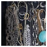 Assorted Costume Jewelry Lot - Turquoise Pendant, Chains, Bracelets & Rings