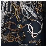 Assorted Costume Jewelry Lot - Turquoise Pendant, Chains, Bracelets & Rings