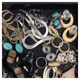 Assorted Costume Jewelry Lot - Turquoise Cabochon Accents, Pearls & Rhinestones