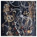 Assorted Costume Jewelry - Gold-Tone & Silver-Tone Necklaces, Bracelets & Rings