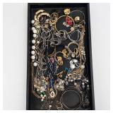 Assorted Costume Jewelry Lot - Necklaces, Bracelets & Earrings Tray