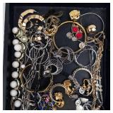 Assorted Costume Jewelry Lot - Necklaces, Bracelets & Earrings Tray
