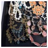 Assorted Costume Jewelry Necklaces & Bracelets - Pearl Strands, Orange Bib Necklace & Pink Stones