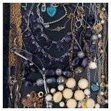 Assorted Jewelry Necklaces & Beads Lot - Mixed Metals, Pendants & Charms