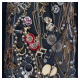 Assorted Costume Jewelry Lot - Necklaces, Bracelets, Rings & Earrings