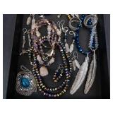 Assorted Costume Jewelry - Cross Pendant Necklaces, Feather Earrings, Beaded Necklaces & More