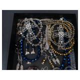 Assorted Costume Jewelry - Cross Pendant Necklaces, Feather Earrings, Beaded Necklaces & More