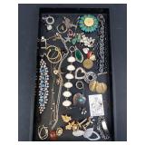 Assorted Costume Jewelry Lot - Necklaces, Bracelets, Rings, Earrings & Brooches