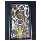 Assorted Jewelry Lot - Pearl Strands, Gold Chains & Bracelets