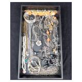 Assorted Costume Jewelry Lot - Necklaces, Bracelets & Beads in Mixed Metals