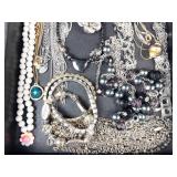 Assorted Costume Jewelry Lot - Necklaces, Bracelets & Beads in Mixed Metals