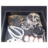 Assorted Costume Jewelry Lot - Pearls & Beads, Chains & Pink Teardrop Rings