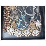 Assorted Costume Jewelry Lot - Necklaces, Bracelets, Earrings & Brooches