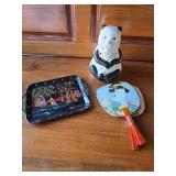 Small Chinese Metal Tray, Chinese Fan, Small, Panda