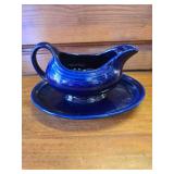 Blue Gravy Bowl with Plate