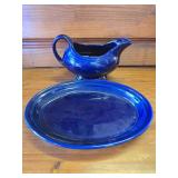 Blue Gravy Bowl with Plate