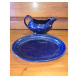 Blue Gravy Bowl with Plate