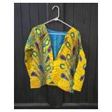 African Style Blazer Peacock Feather Pattern