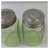 Vintage Uranium Vaseline Glass Salt & Pepper Shaker Set (Lot of 2)
