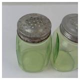 Vintage Uranium Vaseline Glass Salt & Pepper Shaker Set (Lot of 2)
