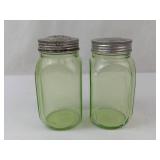 Vintage Uranium Vaseline Glass Salt & Pepper Shaker Set (Lot of 2)