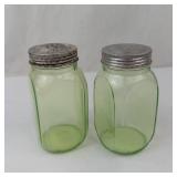 Vintage Uranium Vaseline Glass Salt & Pepper Shaker Set (Lot of 2)