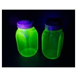 Vintage Uranium Vaseline Glass Salt & Pepper Shaker Set (Lot of 2)