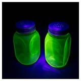 Vintage Uranium Vaseline Glass Salt & Pepper Shaker Set (Lot of 2)