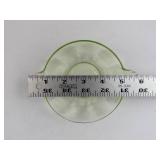 Green Uranium Vaseline Glass Bowl with Scalloped Handles-