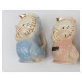 Shawnee Owl Chick Pitcher Creamers - Hand Decorated 22K Gold, 1940s