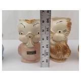 Shawnee Owl Chick Pitcher Creamers - Hand Decorated 22K Gold, 1940s