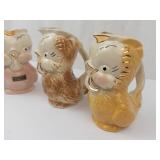 Shawnee Owl Chick Pitcher Creamers - Hand Decorated 22K Gold, 1940s