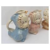 Shawnee Owl Chick Pitcher Creamers - Hand Decorated 22K Gold, 1940s