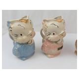 Shawnee Owl Chick Pitcher Creamers - Hand Decorated 22K Gold, 1940s