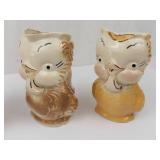 Shawnee Owl Chick Pitcher Creamers - Hand Decorated 22K Gold, 1940s