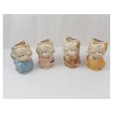 Shawnee Owl Chick Pitcher Creamers - Hand Decorated 22K Gold, 1940s