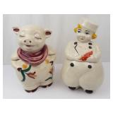 American Bisque Sailor Boy & Shawnee Smiley Pig Cookie Jars (Lot of 2) - 1940s USA