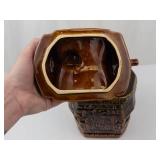 McCoy Pottery Wishing Well Cookie Jar - Vintage 1960s Brown Drip Glaze