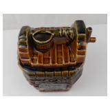 McCoy Pottery Wishing Well Cookie Jar - Vintage 1960s Brown Drip Glaze