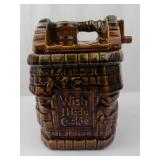 McCoy Pottery Wishing Well Cookie Jar - Vintage 1960s Brown Drip Glaze