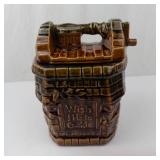 McCoy Pottery Wishing Well Cookie Jar - Vintage 1960s Brown Drip Glaze