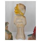 Vintage Chalkware Figurines - 4-Piece - Ship, Windmill, Girl & Bird