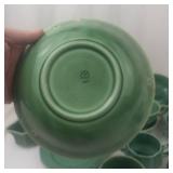 Mount Clemens Petal Green Dinnerware - Vintage Teacups, Saucers & Bowls - Circa 1930s