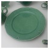 Mount Clemens Petal Green Dinnerware - Vintage Teacups, Saucers & Bowls - Circa 1930s