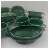 Mount Clemens Petal Green Dinnerware - Vintage Teacups, Saucers & Bowls - Circa 1930s