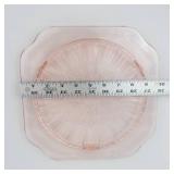 Vintage Pressed Glass Plate with Floral Border and Starburst Center - 9-Inch
