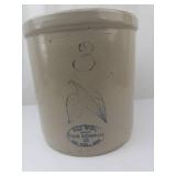 Red Wing Union Stoneware Co. 3-Gallon Crock - Double Birch Leaf Design with Blue Stamps