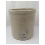 Red Wing Union Stoneware Co. 3-Gallon Crock - Double Birch Leaf Design with Blue Stamps