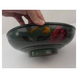 Green Floral Ceramic Bowl - Brown Floral Ceramic Bowl (Lot of 2)