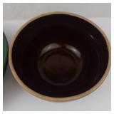Green Floral Ceramic Bowl - Brown Floral Ceramic Bowl (Lot of 2)